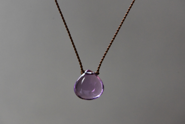 Smooth Stone Necklace / Amethyst