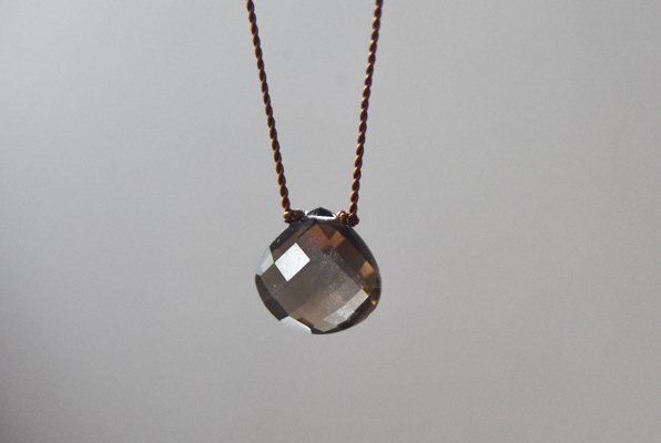 Faceted Stone Necklace / Smokey Quartz
